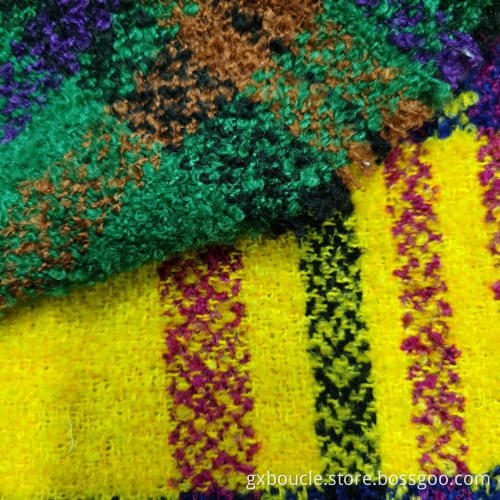 Boucle fashion Plaid design with loops yarn fabric